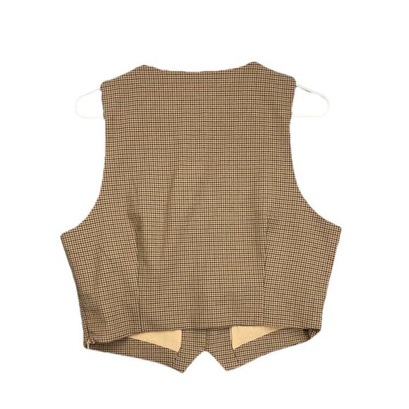 NWT House of Harlow Brown Plaid Cropped Vest Sz L Dark Academia Heritage Preppy - Picture 3 of 6
